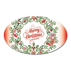 Merry Christmas Wreath Oval Magnet by Celenk