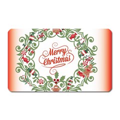 Merry Christmas Wreath Magnet (rectangular) by Celenk