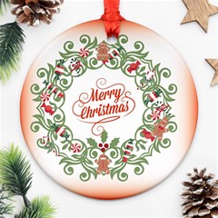 Merry Christmas Wreath Round Ornament (two Sides) by Celenk