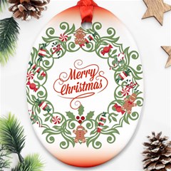 Merry Christmas Wreath Oval Ornament (two Sides) by Celenk