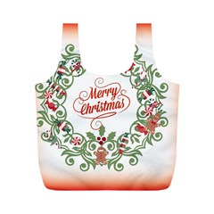 Merry Christmas Wreath Full Print Recycle Bags (m)  by Celenk