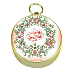 Merry Christmas Wreath Gold Compasses by Celenk