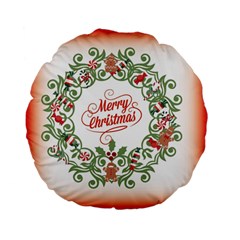 Merry Christmas Wreath Standard 15  Premium Flano Round Cushions by Celenk