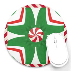 Candy Cane Kaleidoscope Round Mousepads by Celenk