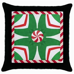 Candy Cane Kaleidoscope Throw Pillow Case (black) by Celenk