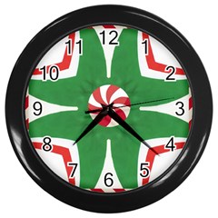 Candy Cane Kaleidoscope Wall Clocks (black) by Celenk