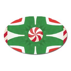 Candy Cane Kaleidoscope Oval Magnet by Celenk