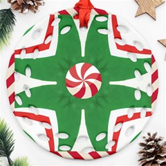 Candy Cane Kaleidoscope Ornament (round Filigree) by Celenk