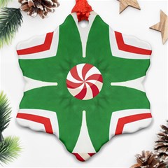 Candy Cane Kaleidoscope Snowflake Ornament (two Sides) by Celenk