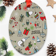 Beautiful Design Christmas Seamless Pattern Ornament (oval) by Celenk