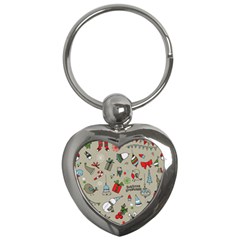 Beautiful Design Christmas Seamless Pattern Key Chains (heart)  by Celenk