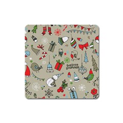 Beautiful Design Christmas Seamless Pattern Square Magnet by Celenk