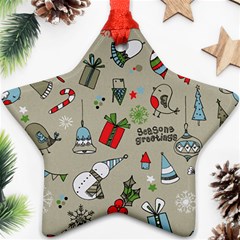 Beautiful Design Christmas Seamless Pattern Star Ornament (two Sides) by Celenk