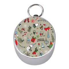 Beautiful Design Christmas Seamless Pattern Mini Silver Compasses by Celenk