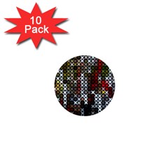 Christmas Cross Stitch Background 1  Mini Buttons (10 Pack)  by Celenk