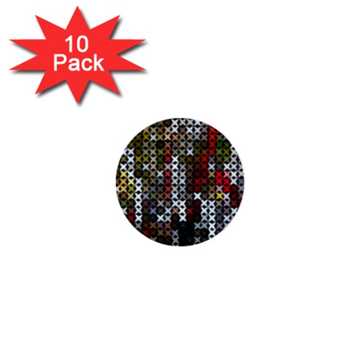 Christmas Cross Stitch Background 1  Mini Buttons (10 pack) 