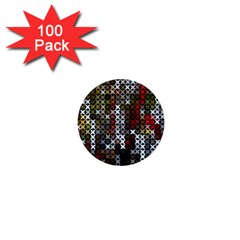 Christmas Cross Stitch Background 1  Mini Buttons (100 Pack)  by Celenk