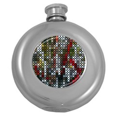 Christmas Cross Stitch Background Round Hip Flask (5 Oz) by Celenk