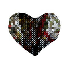 Christmas Cross Stitch Background Standard 16  Premium Heart Shape Cushions by Celenk