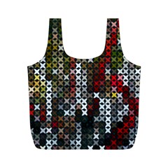 Christmas Cross Stitch Background Full Print Recycle Bags (m)  by Celenk