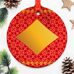 Christmas Card Pattern Background Ornament (round) by Celenk