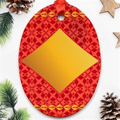 Christmas Card Pattern Background Oval Ornament (two Sides) by Celenk