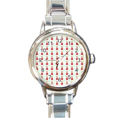 At On Christmas Present Background Round Italian Charm Watch by Celenk