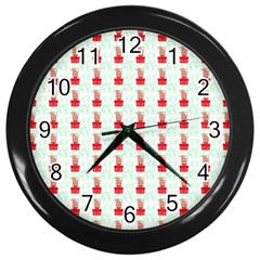 At On Christmas Present Background Wall Clocks (black) by Celenk