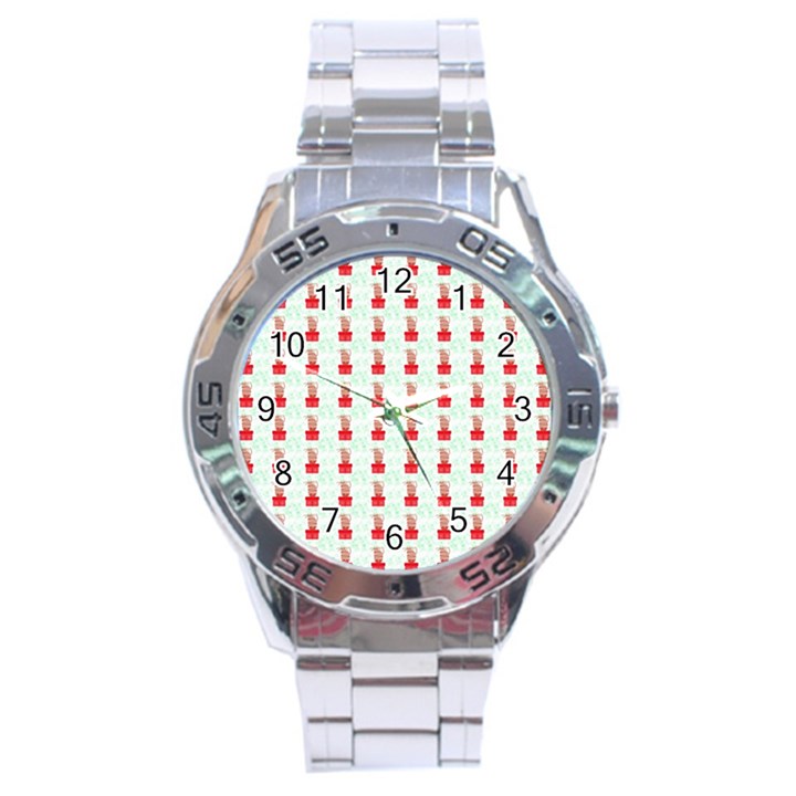 At On Christmas Present Background Stainless Steel Analogue Watch