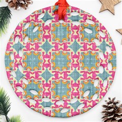 Christmas Wallpaper Round Filigree Ornament (two Sides) by Celenk