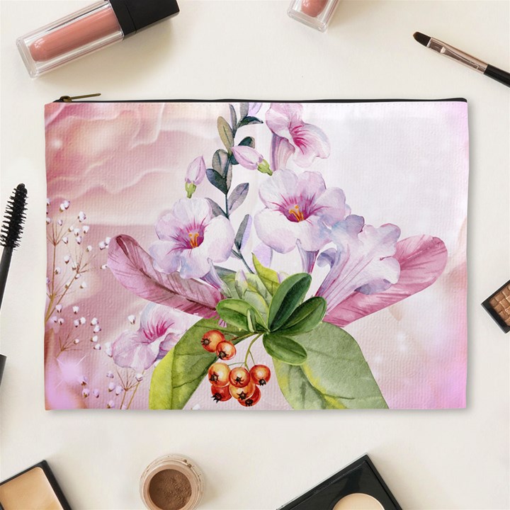 Wonderful Flowers, Soft Colors, Watercolor Cosmetic Bag (XL)