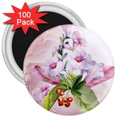 Wonderful Flowers, Soft Colors, Watercolor 3  Magnets (100 Pack) by FantasyWorld7