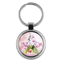 Wonderful Flowers, Soft Colors, Watercolor Key Chains (round)  by FantasyWorld7