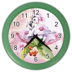 Wonderful Flowers, Soft Colors, Watercolor Color Wall Clocks by FantasyWorld7