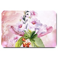 Wonderful Flowers, Soft Colors, Watercolor Large Doormat  by FantasyWorld7