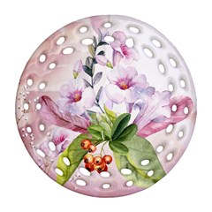 Wonderful Flowers, Soft Colors, Watercolor Round Filigree Ornament (two Sides) by FantasyWorld7