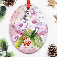 Wonderful Flowers, Soft Colors, Watercolor Oval Filigree Ornament (two Sides) by FantasyWorld7