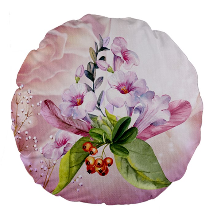 Wonderful Flowers, Soft Colors, Watercolor Large 18  Premium Flano Round Cushions