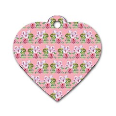 Floral Pattern Dog Tag Heart (one Side) by SuperPatterns