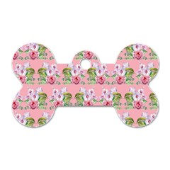 Floral Pattern Dog Tag Bone (two Sides)