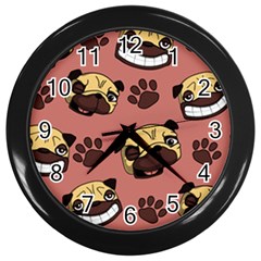 Happy Pugs Wall Clocks (black) by Bigfootshirtshop