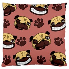 Happy Pugs Large Cushion Case (one Side)