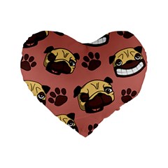 Happy Pugs Standard 16  Premium Heart Shape Cushions