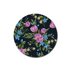 Beautiful Floral Pattern Rubber Coaster (round) 