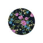 Beautiful Floral Pattern Rubber Coaster (Round)  Front