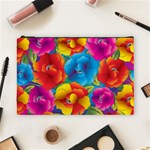 Neon Colored Floral Pattern Cosmetic Bag (Large)  Front