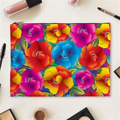 Neon Colored Floral Pattern Cosmetic Bag (xl) by Bigfootshirtshop