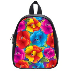 Neon Colored Floral Pattern School Bag (small) by Bigfootshirtshop