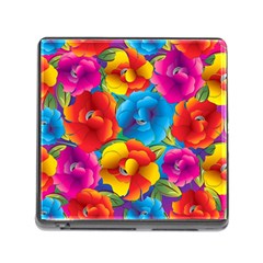 Neon Colored Floral Pattern Memory Card Reader (square) by Bigfootshirtshop