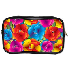 Neon Colored Floral Pattern Toiletries Bags by Bigfootshirtshop